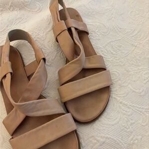 Sheridan Mia Beige Triple-Strap Slingback Sandals